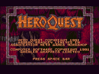 Hero Quest title screen for Amiga